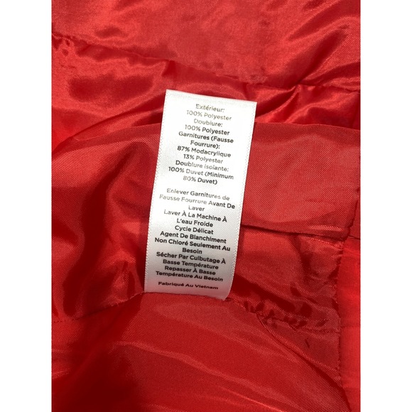 Talbots Red Quilted Puffer Vest Faux Fur Trim Zip Front Lightweight Warm Down - Picture 9 of 11
